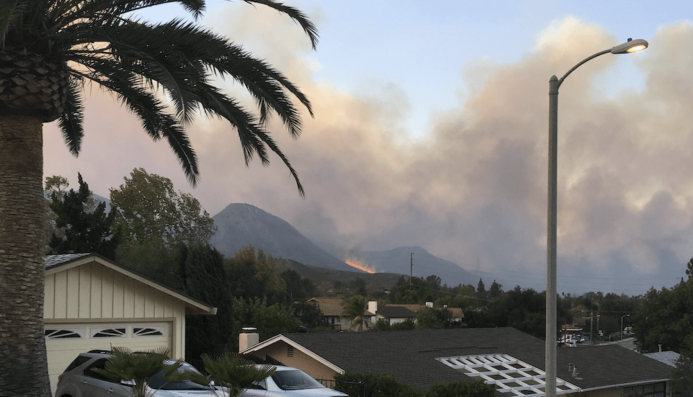 The Hill fire, seen from in front of my home, burning the hills that surround my neighborhood. Photo courtesy of Ronald Cox